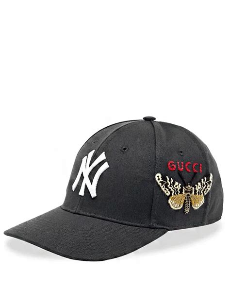 Gucci NY Yankees Embroidered Butterfly Baseball Cap Black